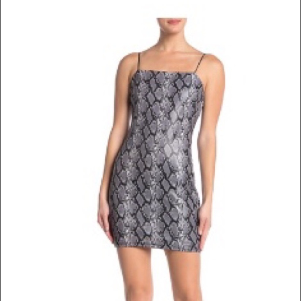 Faux Snakeskin Leather Bodycon Dress-L